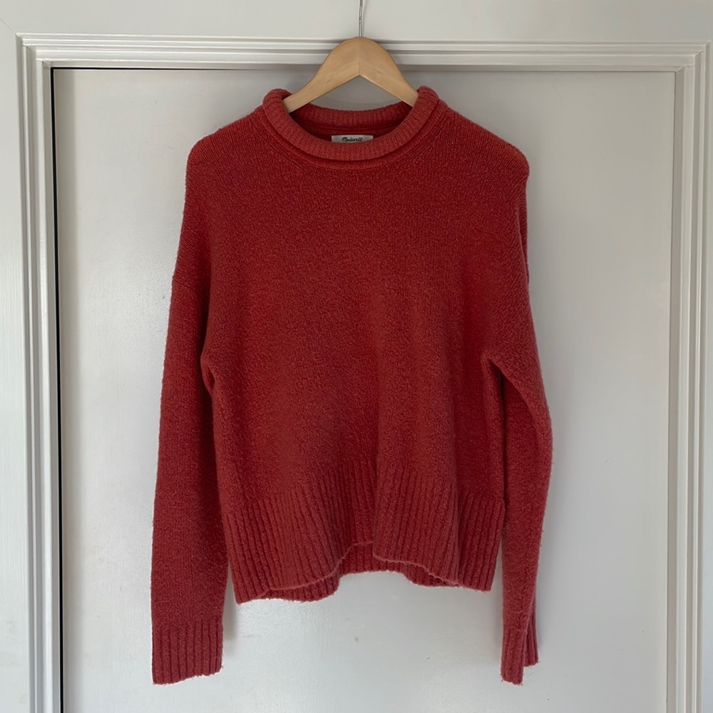 Madewell Fulton Pullover Sweater, medium, dahlia (pink/red color)